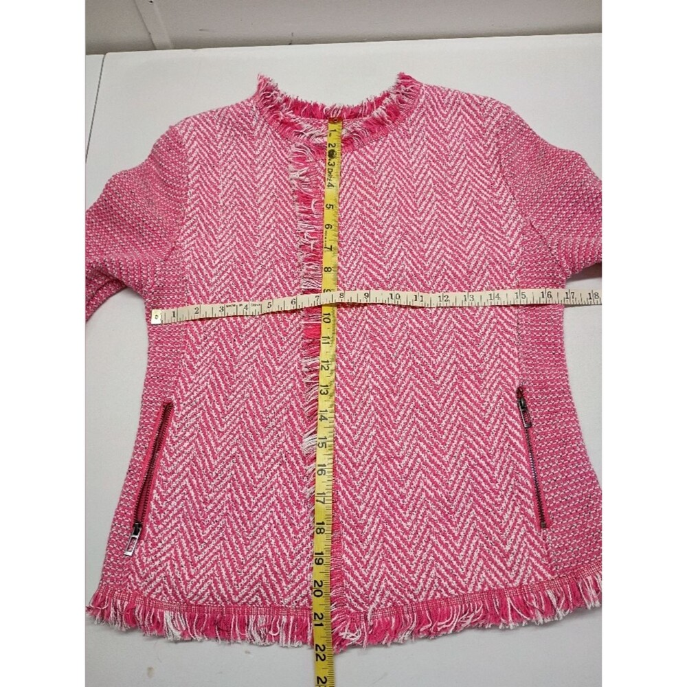 NIC + ZOE Knit Cardigan Sweater Open Women's Sz S Pink Fringe NWOT - Picture 9 of 11